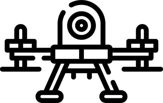 A black and white drawing of a drone vector