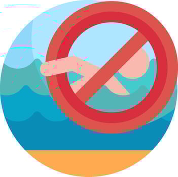 No swimming sign in the ocean vector