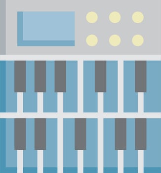 A piano keyboard with a blue background vector