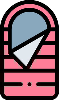 A pink and blue striped suitcase icon vector