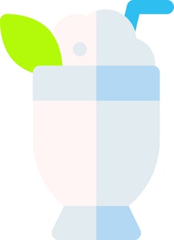 A white and blue ice cream sundae with a green leaf vector