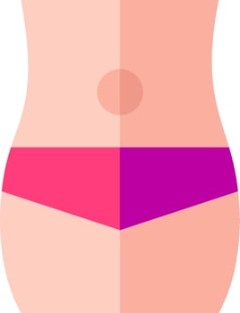 A woman's stomach with a pink and purple bikini vector