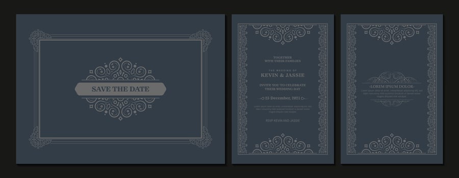 Set of classic wedding invitation card vector