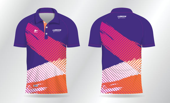 grunge blue pink and orange polo shirt mockup template for sport uniform vector