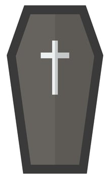 Flat icon of coffin isolated on white background. vector