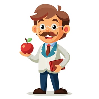 A cartoon doctor holding an apple vector