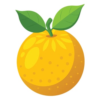 Orange fruit with leaf illustration vector