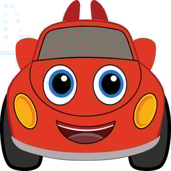 Cartoon car with eyes and smile vector