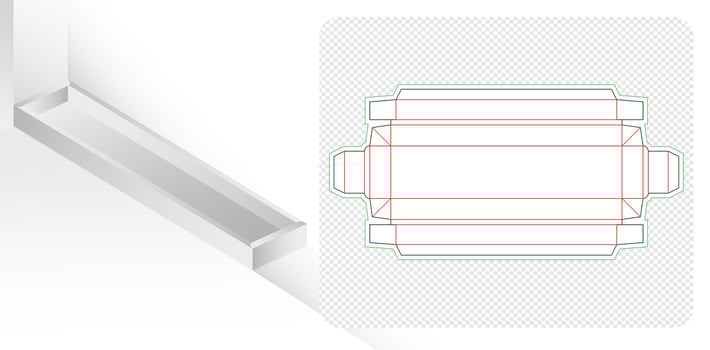 die cut or die line Box packaging template design for your product in the form foldable crease thickness for bakery shops, products compartments unique designs, minimalist conceptual stationary vector