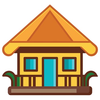 A small house with a roof and a balcony vector