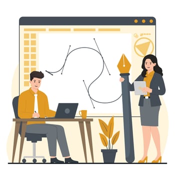 Graphic designer concept with flat icons set. illustration of graphic design creative process vector