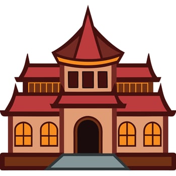 An asian style building with a red roof vector