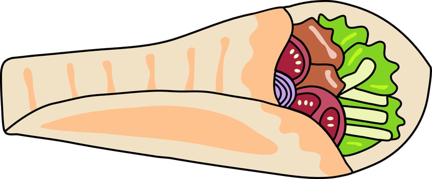 Delicious Shawarma Wrap with Fresh Veggies vector