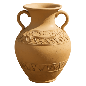 Ornamental Clay Jug with Handles Traditional Pottery Design png