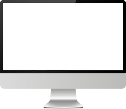 A blank computer screen on a sleek desktop monitor against a simple backdrop, ideal for presentations and digital content creation vector