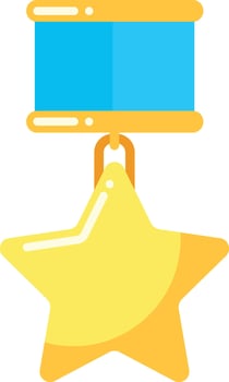 Colorful award medal featuring a gold star and blue ribbon, perfect for recognizing achievements in sports or academics vector