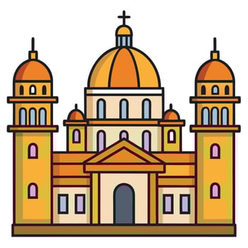 A church icon with a tower and two domes vector