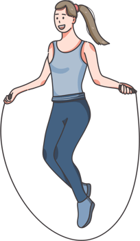 A cartoon girl jumping rope png