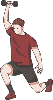A man is doing a squat with a dumbbell png