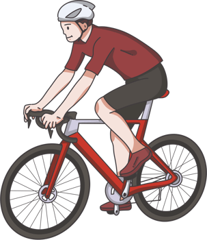 A cartoon man riding a bike png