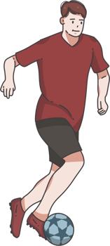 A cartoon man kicking a soccer ball png