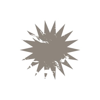 Badge gray grunge promotional shape starburst icon illustration tag. Awards Achieve shabby sign and symbol vector
