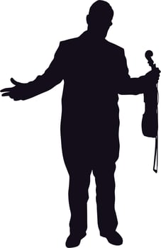 Black Silhouette of Jazz Musician. Isolated Illustration with Flat Design Concept. vector