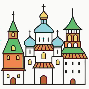 An illustration of a church with a tower vector