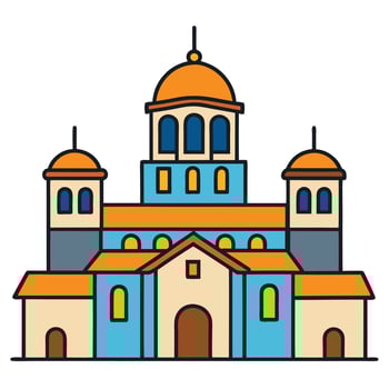 A church icon with two domes and a tower vector