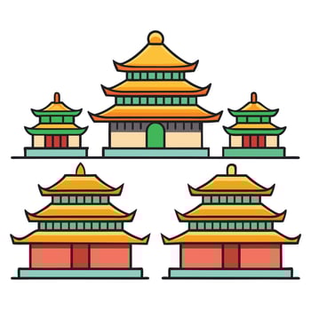 Chinese architecture icon set illustration vector