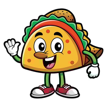 Cartoon taco mascot waving and smiling vector