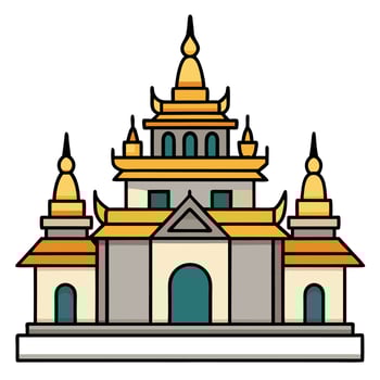 A golden temple with a golden roof vector