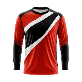 a red and black jersey with a black and white stripe on the front isolated on a transparent background png