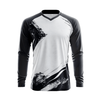 a white shirt and black Long sleeve jersey with vintage grunge texture isolated on a transparent background png