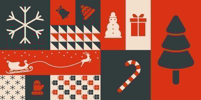 Christmas new year neo geometric seamless pattern. Modern winter holiday elements. isolated on background. Postcard with Retro clean concept design vector