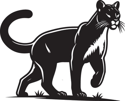 A black cougar on fighting mood icon. vector