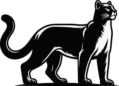 A cute baby jaguar silhouette. vector