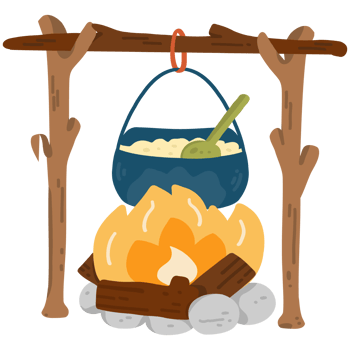 Campfire cooking illustration png