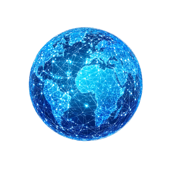 Blue Planet with Digital Connections Isolated on Transparent Background png