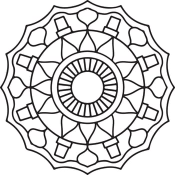 Coloring book simple mandala flower, black and white vector