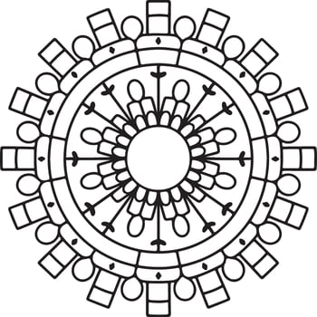 A detailed black and white mandala illustration vector