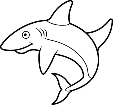 A Shark art line art drawing of shark sea fish underwater outline minimalist illustration. Sharks in doodle style. Hand drawn art. vector