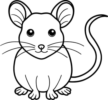 A cute Mouse outline and line art illustration design. Line art of rat cartoon. Black and white drawn. vector