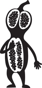 A cartoon fruit with a face and hands vector
