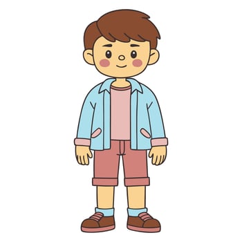 Cartoon boy character in pastel attire with cheerful expression vector