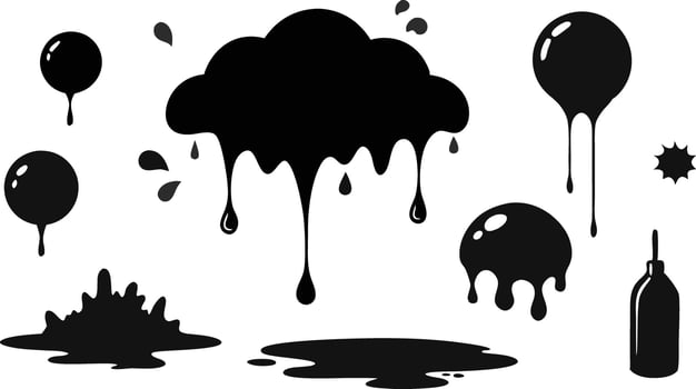 Black Dripping Ink Elements vector