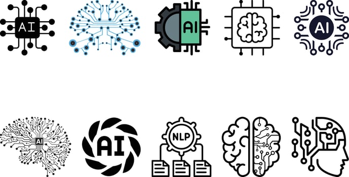 Artificial Intelligence icon set collection. vector