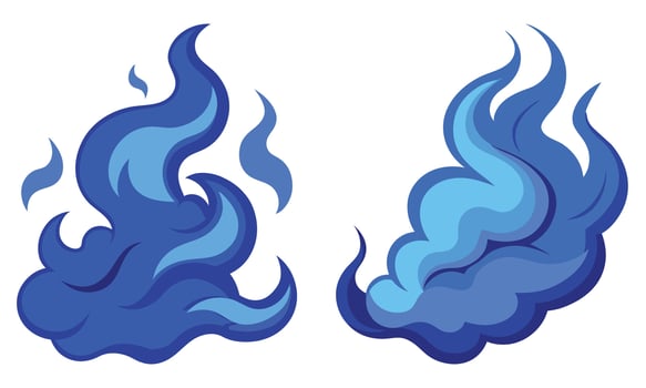 Blue Fire with blue smoke illustration vector