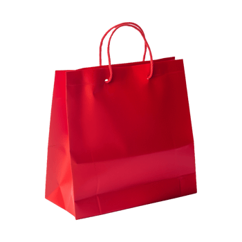 Stylish Red Paper Gift Bag Isolated on Transparent Background Ideal for Product Covers, Social Media Graphics, and Marketing Promotions Highlighting Elegant Packaging for Special Gifts. png