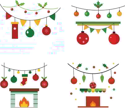 A set of Christmas decoration gate illustration vector